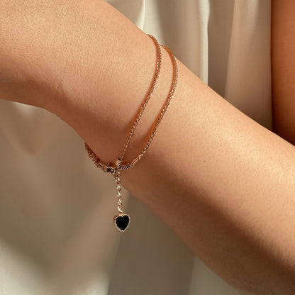 Onyx Heart Charm Bracelet