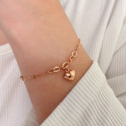 Puffy Heart Charm Bracelet