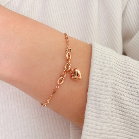 Puffy Heart Charm Bracelet