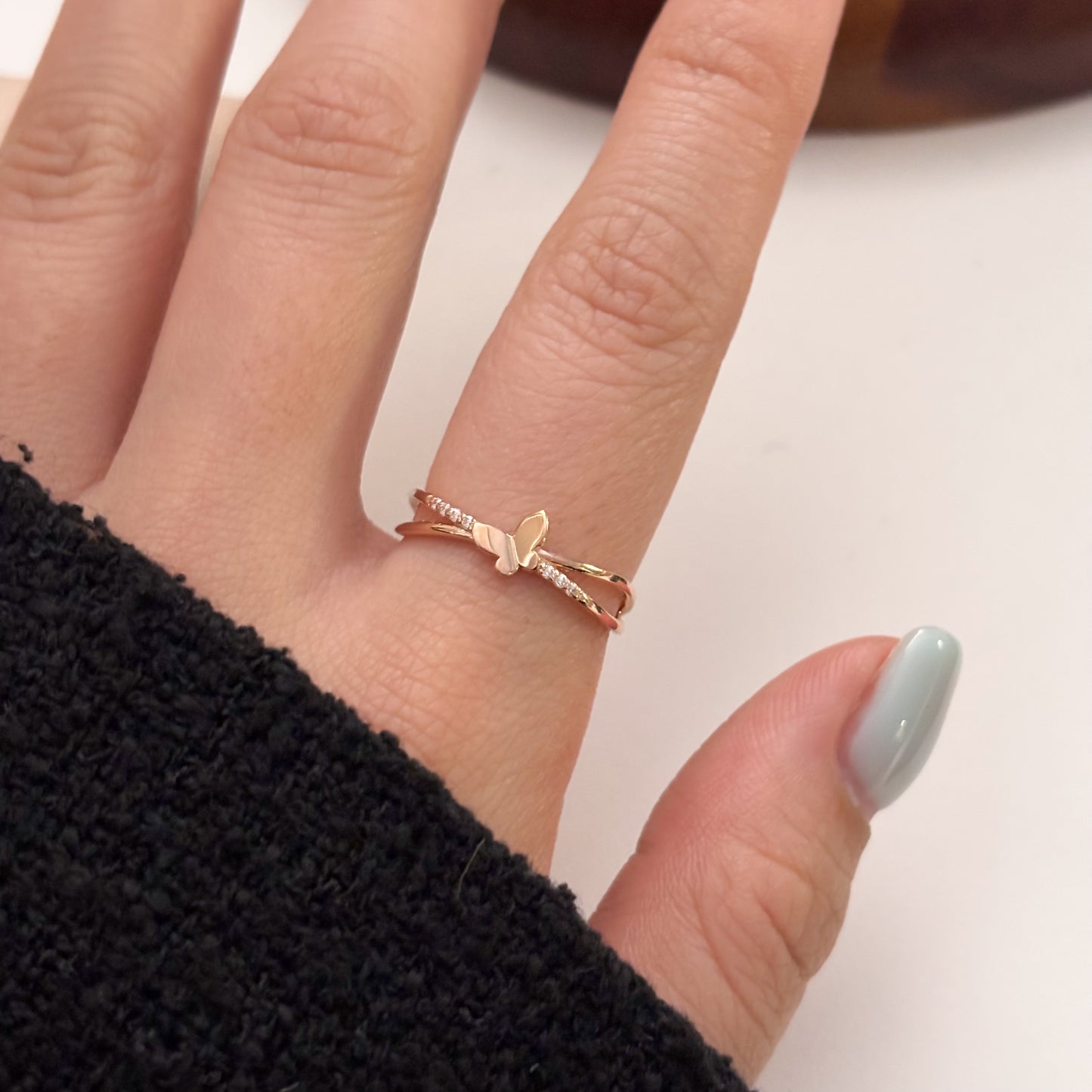 Double Row Butterfly Ring