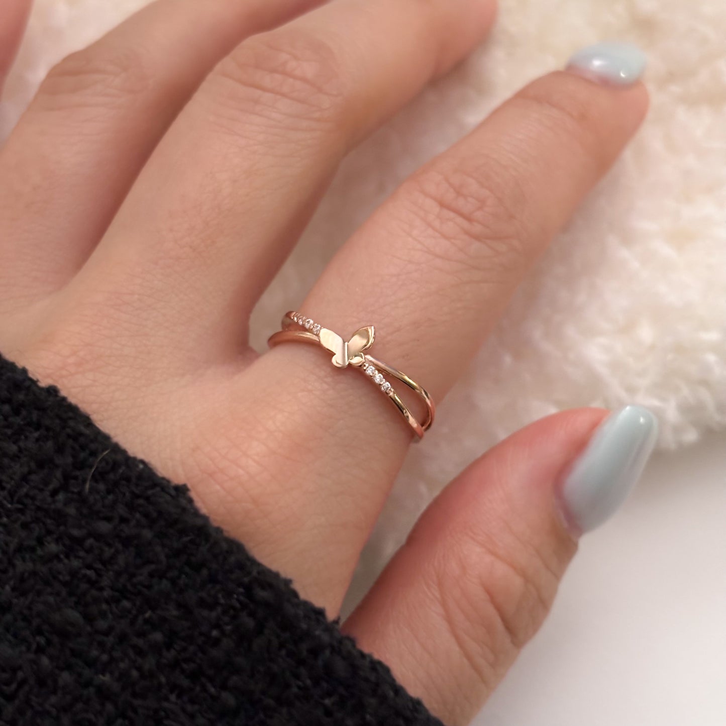 Double Row Butterfly Ring