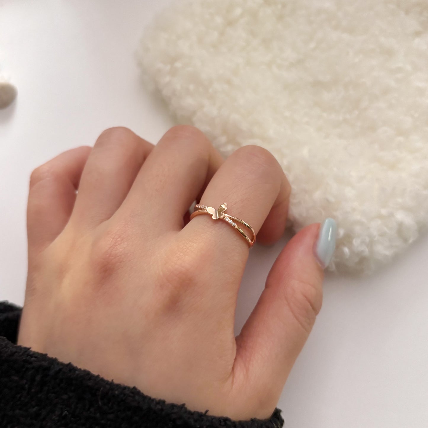 Double Row Butterfly Ring
