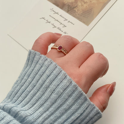 Ruby Flower & Oval Ring