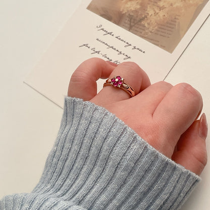 Ruby Flower & Oval Ring