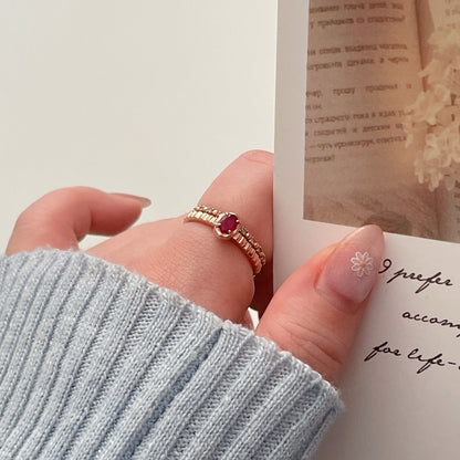Ruby Flower & Oval Ring