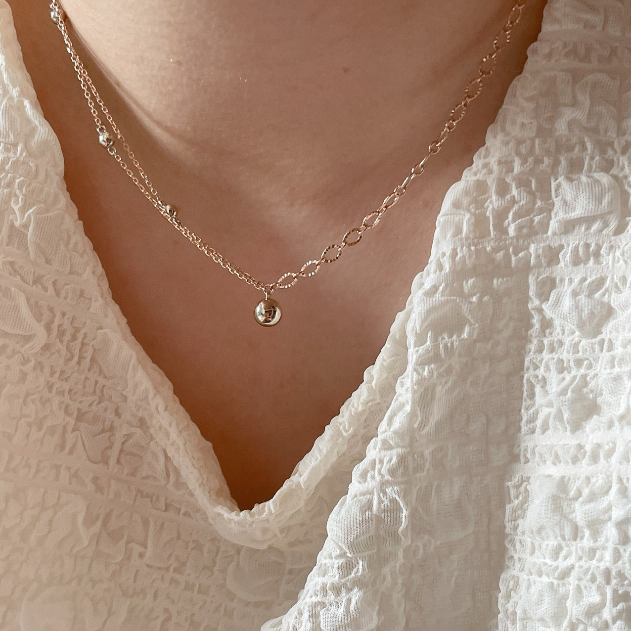 Two Tone Ball Chain Necklace