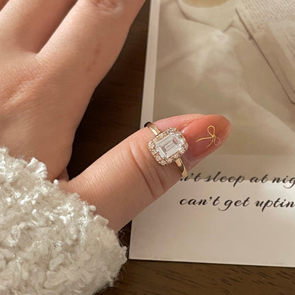 Emerald Cut Halo Ring