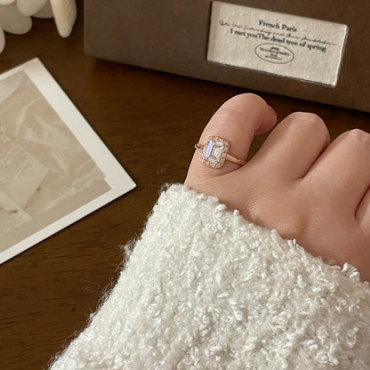 Emerald Cut Halo Ring