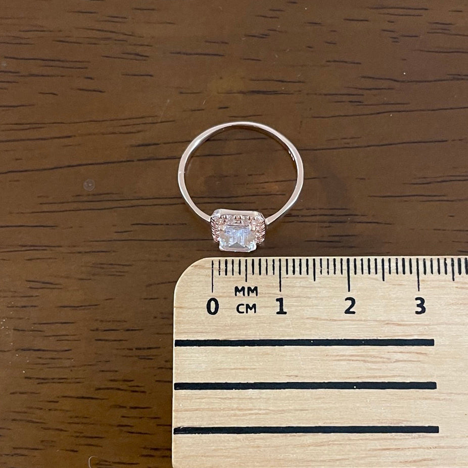 Emerald Cut Halo Ring