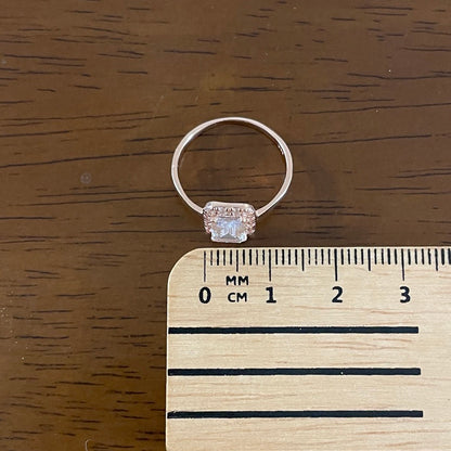 Emerald Cut Halo Ring