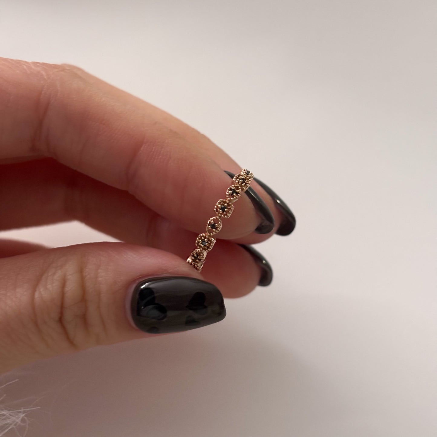 Beaded Black CZ Ring