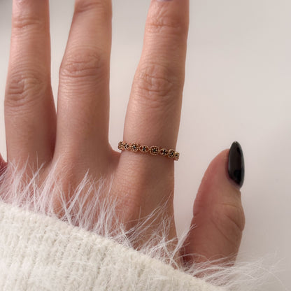 Beaded Black CZ Ring