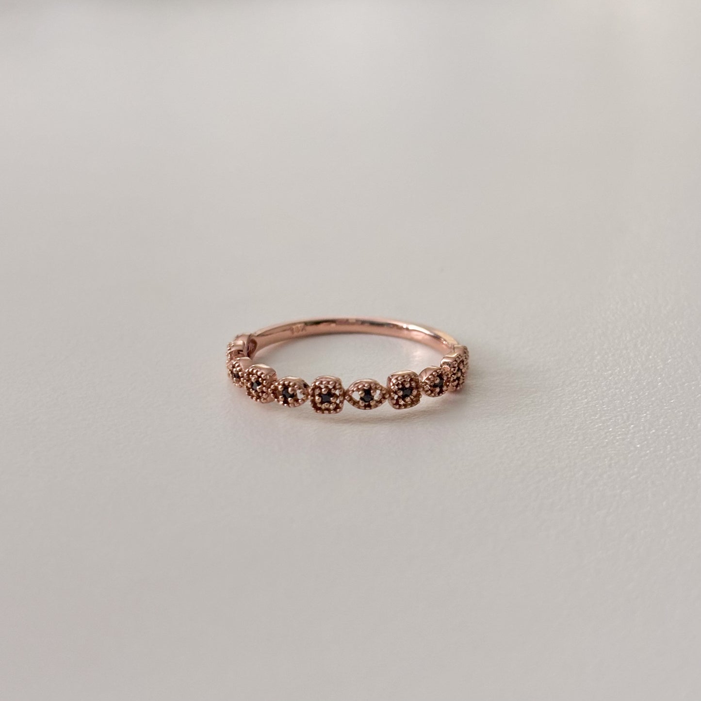 Beaded Black CZ Ring