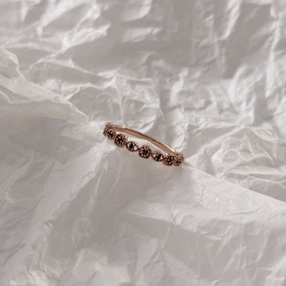 Beaded Black CZ Ring