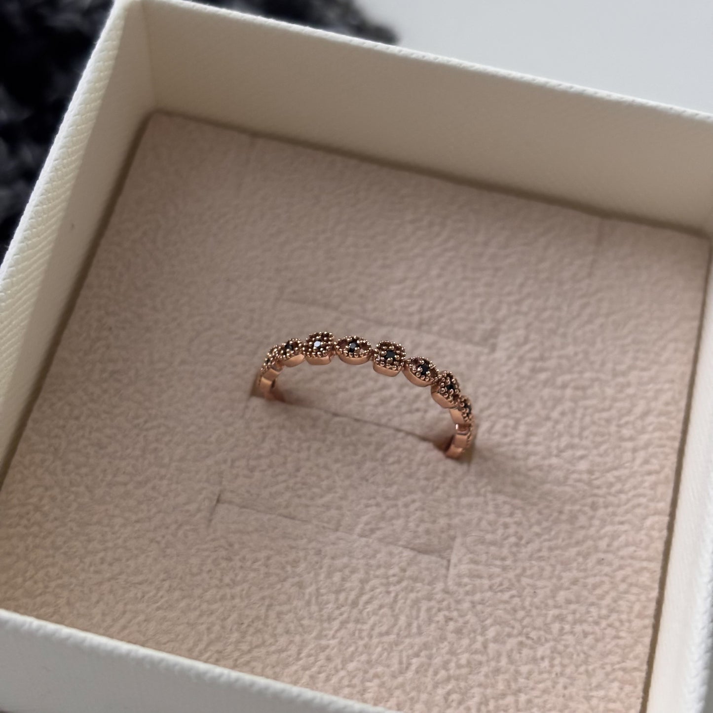 Beaded Black CZ Ring