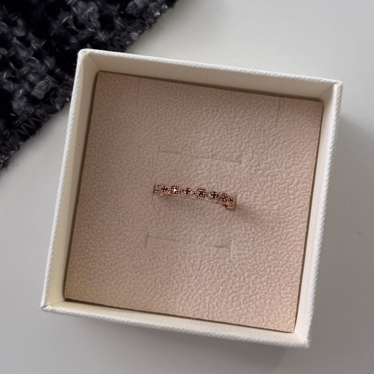 Beaded Black CZ Ring