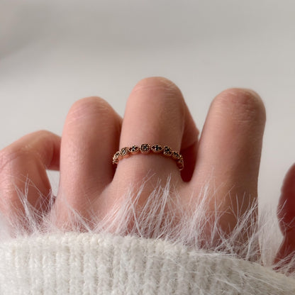 Beaded Black CZ Ring