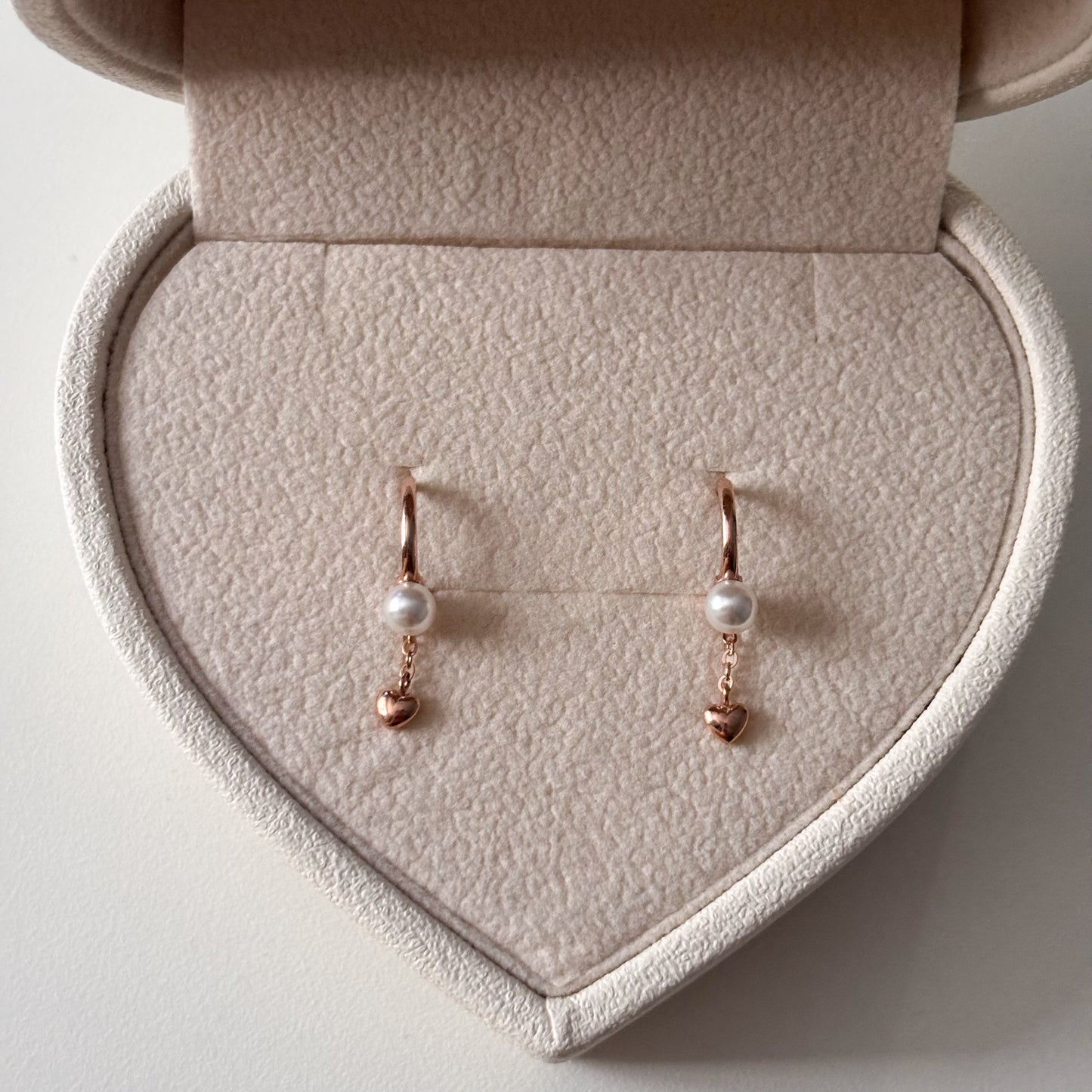 Pearl Heart Drop Earrings