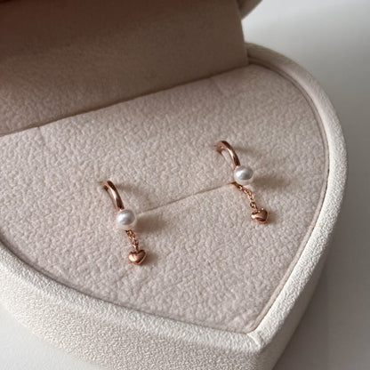Pearl Heart Drop Earrings
