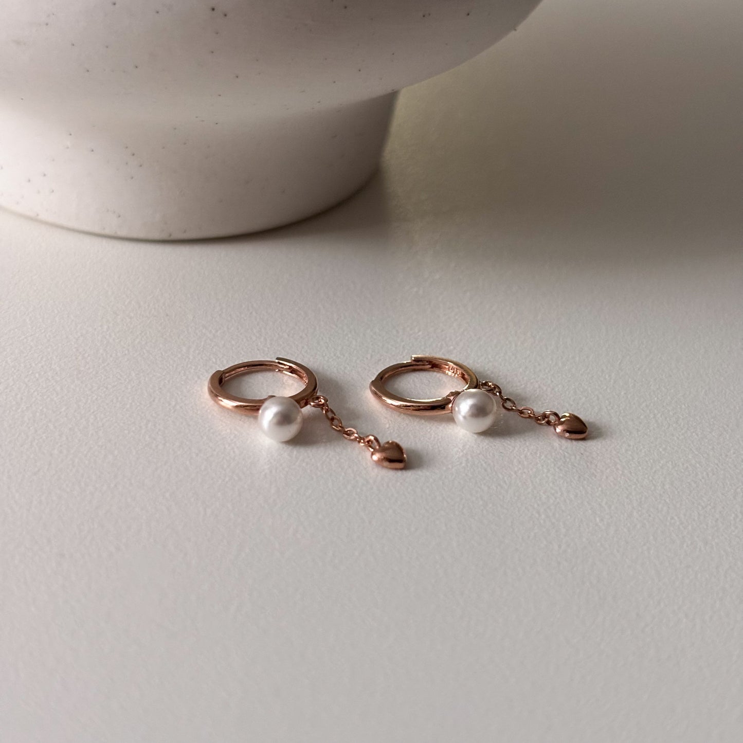 Pearl Heart Drop Earrings