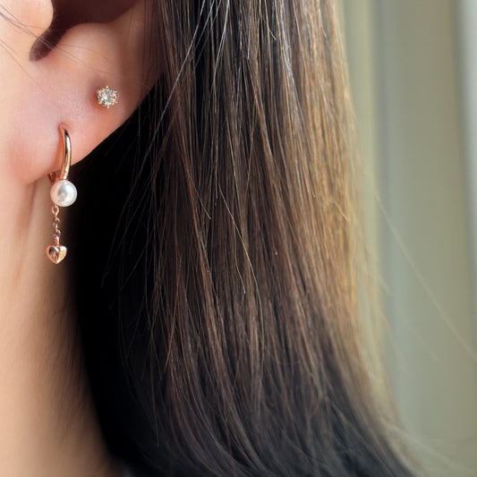 Pearl Heart Drop Earrings