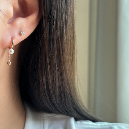 Pearl Heart Drop Earrings