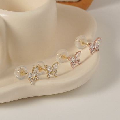 Butterfly CZ Stud Earrings
