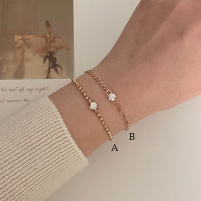 Bezel Beed & Chain Bracelet